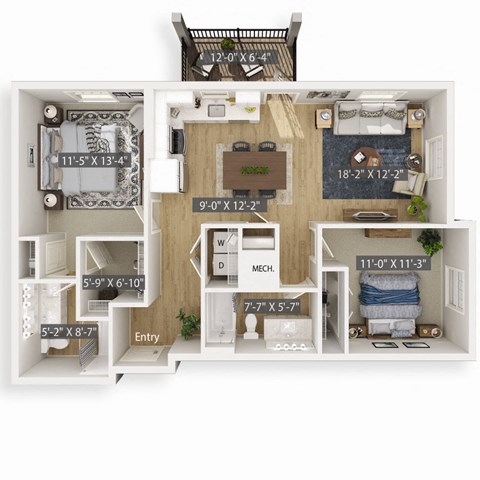 Cedar 3D Floorplan Illustration